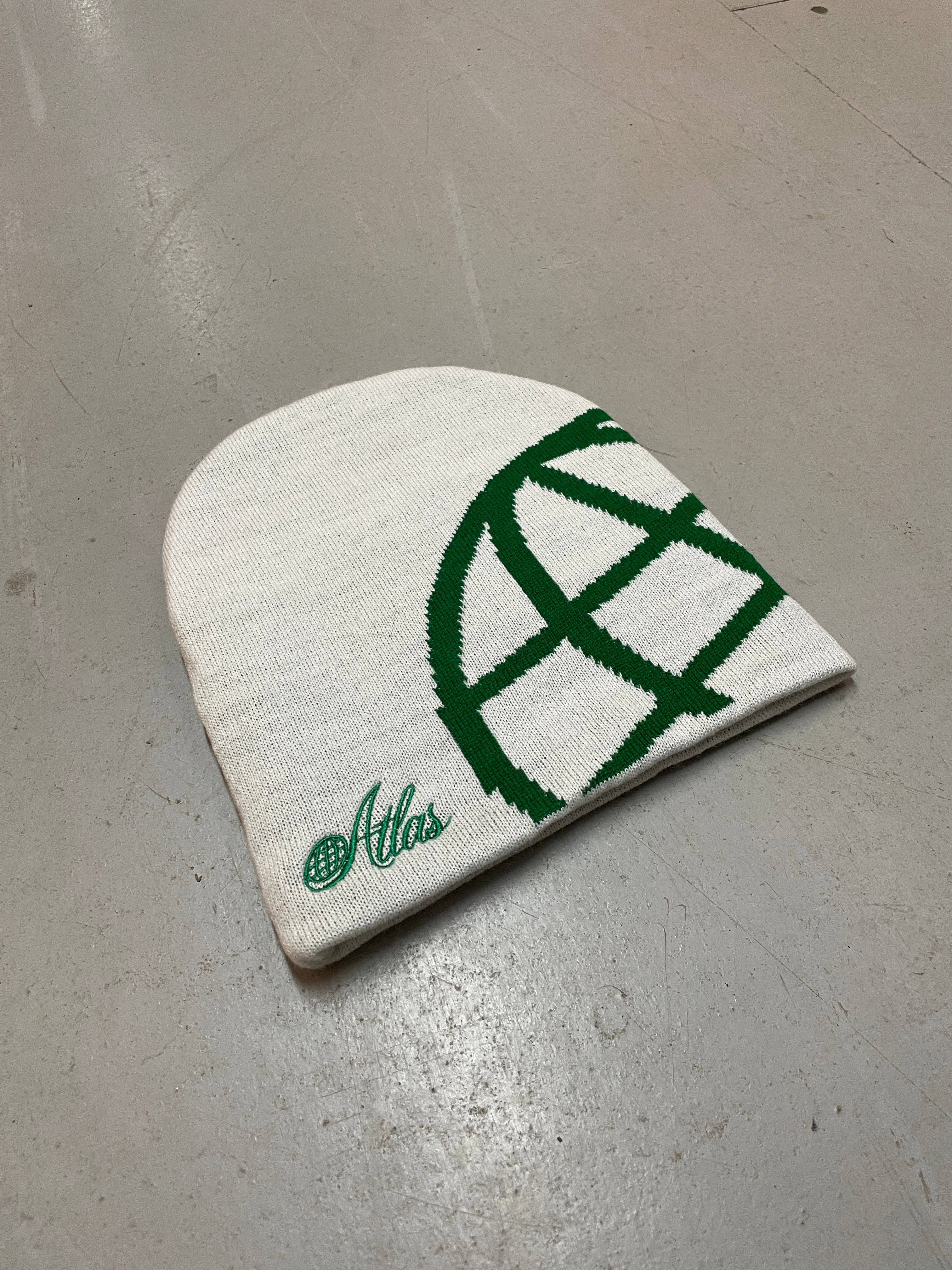 SKULLY BEANIE[WHITE+GREEN]