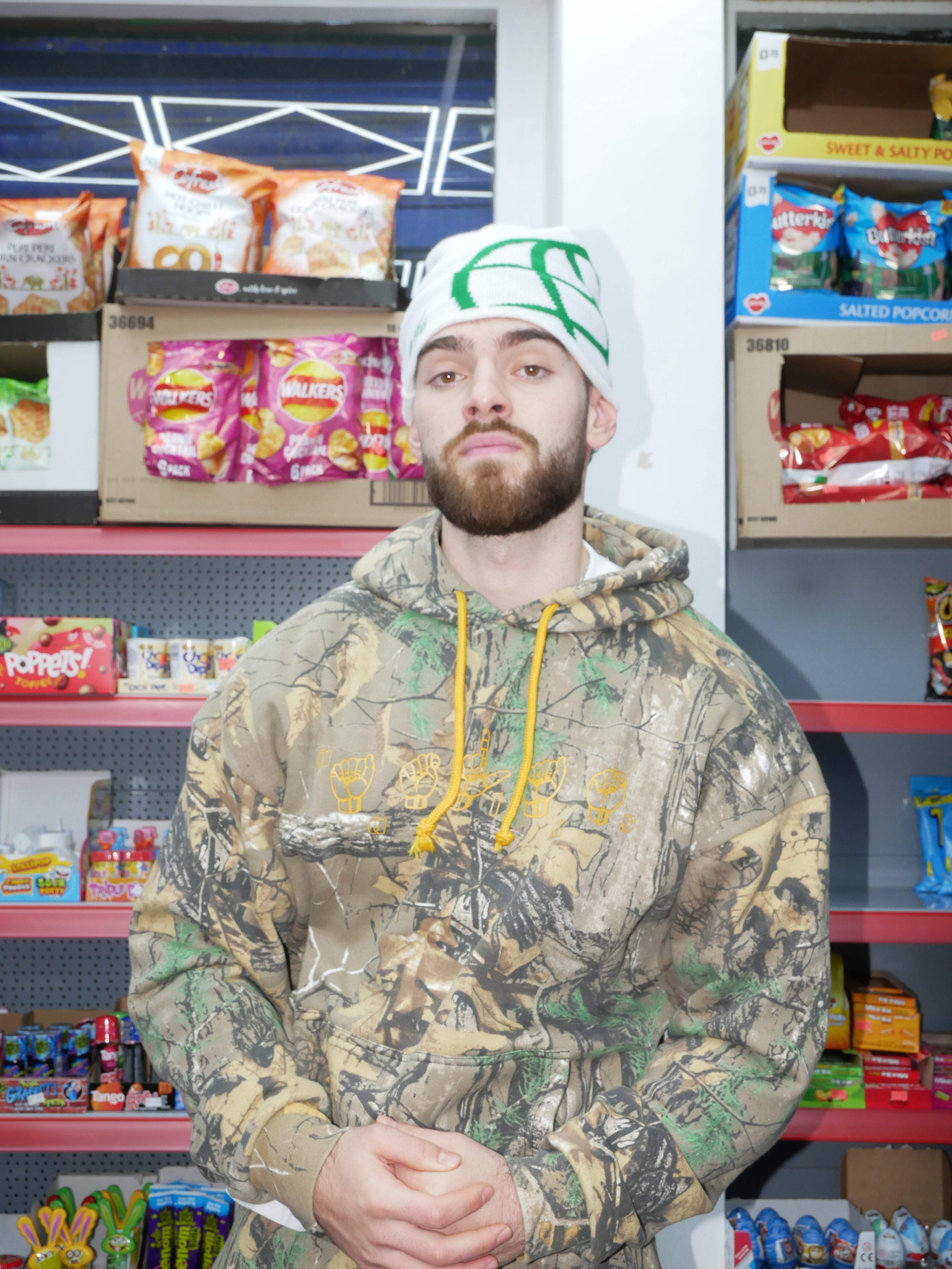 SKULLY BEANIE[WHITE+GREEN]